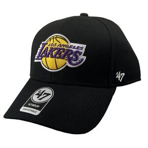 Los Angeles Lakers Hat Cap 47 Brand MVP Strap Back Black OSFA NBA Basketball NEW